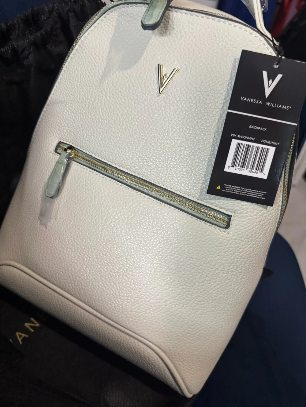 Minimalist White Women's Backpack with V Accent